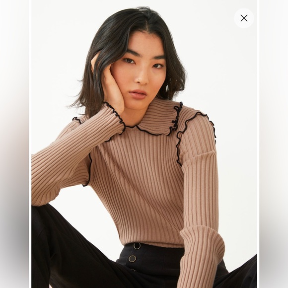 Frilled Edge Ribbed Wool Top (New Year Collection) - Picture 3 of 3